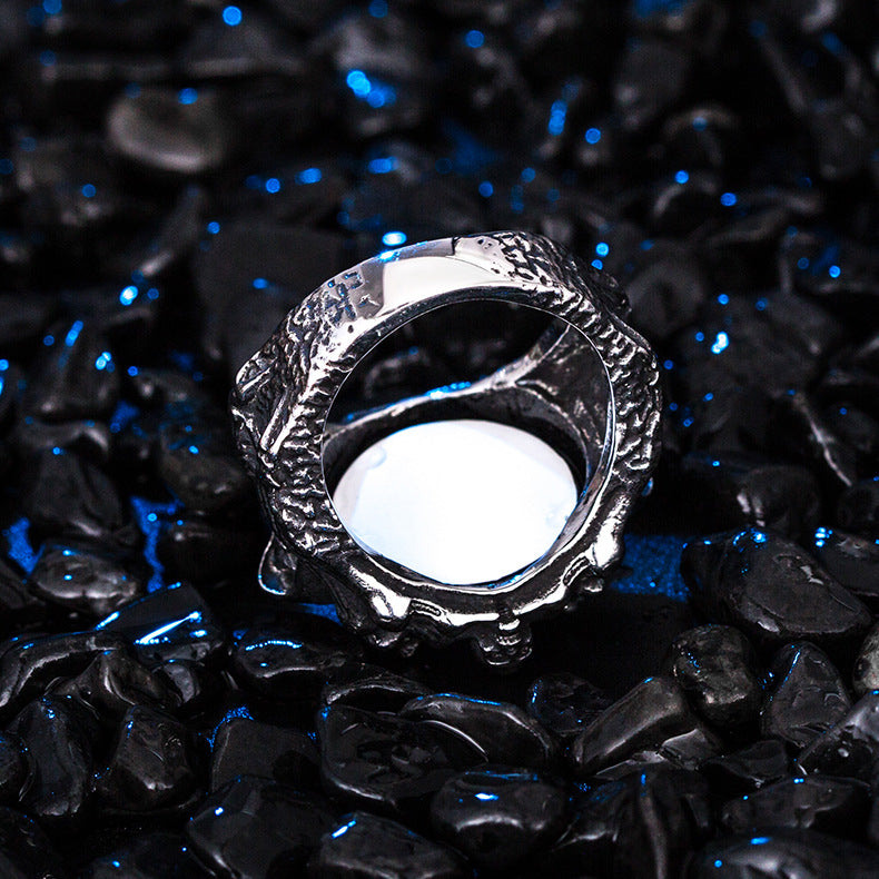 Steel Ring – Vintage European American Style Men's Devil's Eye Ring For Everyday Wear