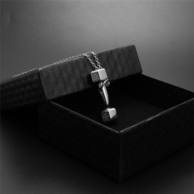 Titanium Steel Dumbbell Pendant Necklace for Fitness Enthusiasts - Hipster Casual Gift for Men