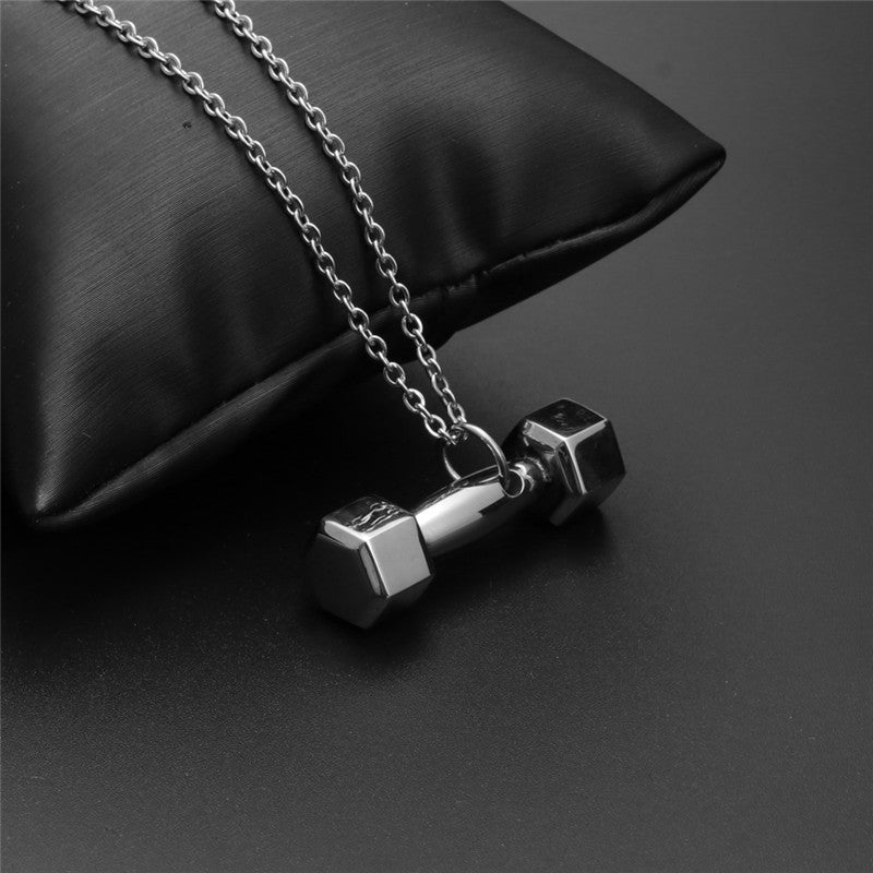 Titanium Steel Dumbbell Pendant Necklace for Fitness Enthusiasts - Hipster Casual Gift for Men