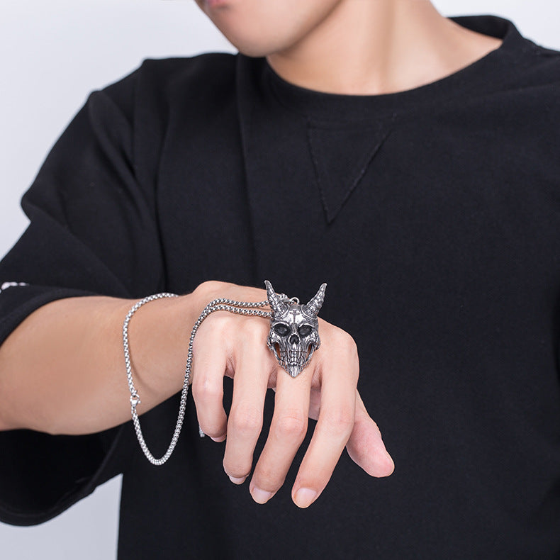 Steel Necklace - Statement Devil Ghost Pendant For Men Hiphop Fashion Accessory Collection