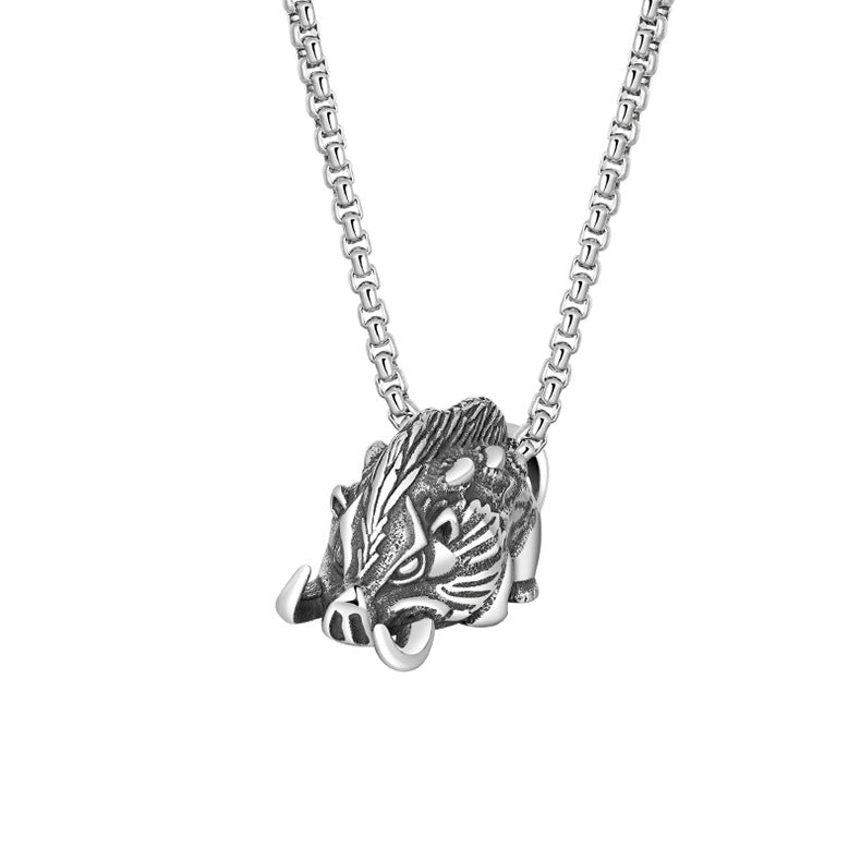 Steel Necklace – Statement Wild Boar