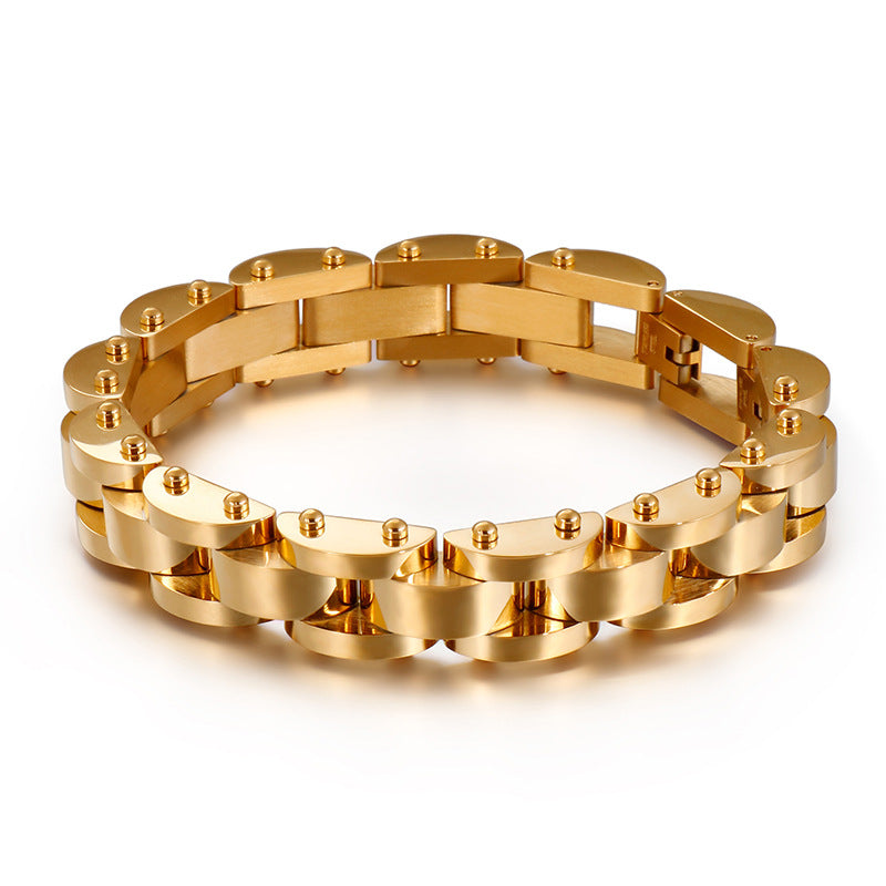 Personalized Gold Rhombus Texture Men's Titanium Steel Bracelet in Stainless Steel