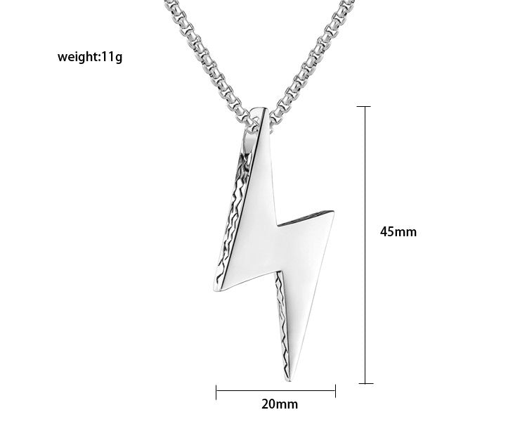 Titanium Steel Pendant Necklace Unisex Personalized Fashion With Lightning Motif Protection Statement By Planderful