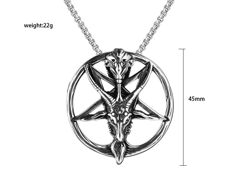 Planderful Personalized Titanium Steel Pendant Necklace Unisex Retro Sheephead Monster Protection Charm