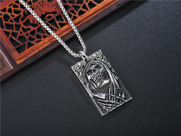 Punk Skull Tag Titanium Steel Pendant Necklace