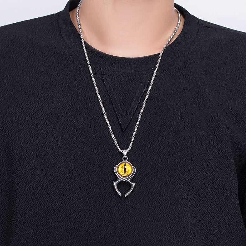 Stainless Steel Necklace – Vintage Devil Eye Pendant