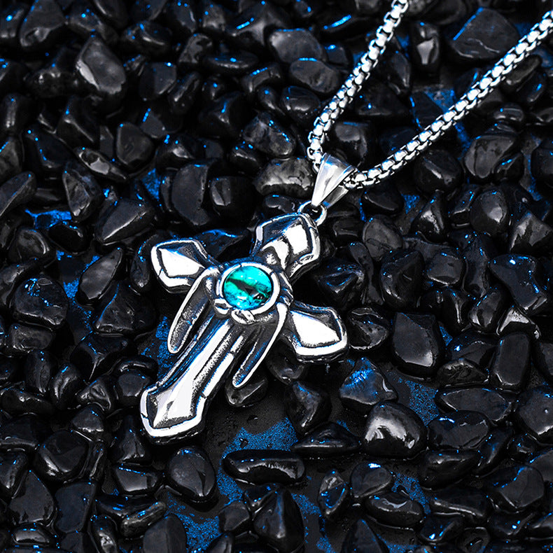Steel Necklace - Vintage Resurrection Eye Cross