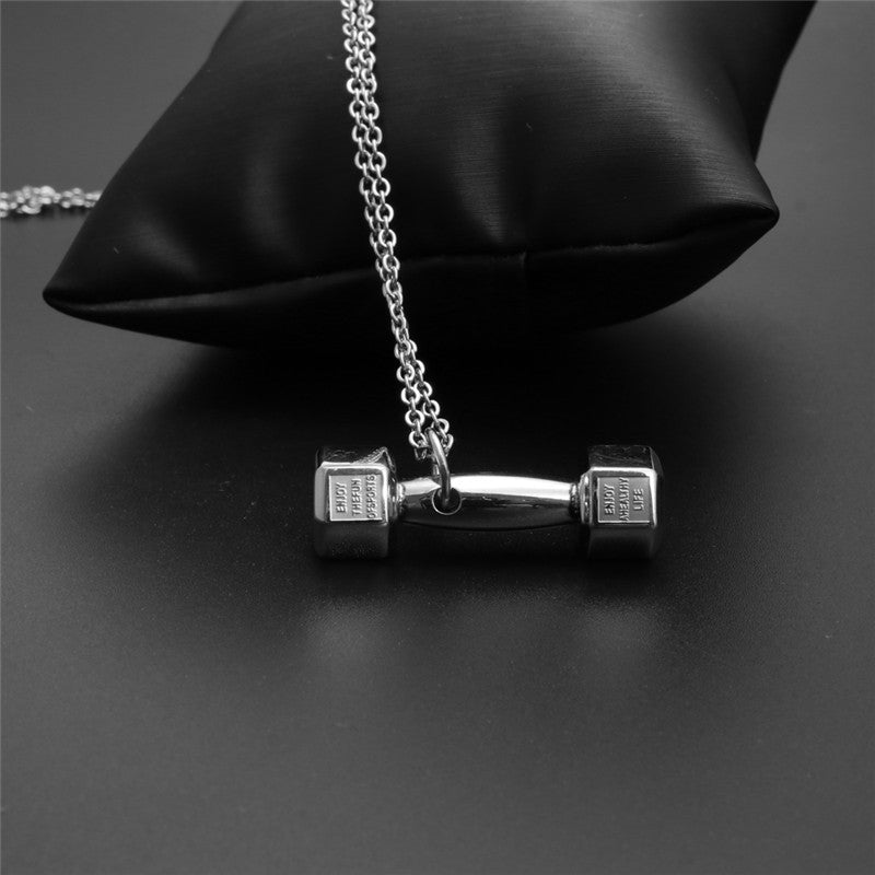 Titanium Steel Dumbbell Pendant Necklace for Fitness Enthusiasts - Hipster Casual Gift for Men