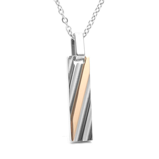 Stylish Titanium Steel Couple Necklaces - Rectangular and Cylindrical Pendants for Men and Women