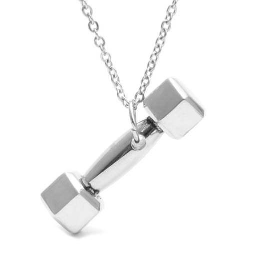 Titanium Steel Dumbbell Pendant Necklace for Fitness Enthusiasts - Hipster Casual Gift for Men