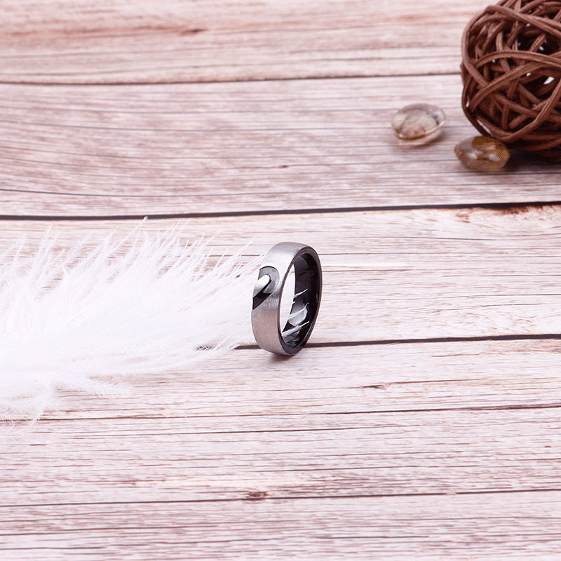 New Titanium Steel Heart-Shaped Couple Ring with Zircon for Cross-Border Jewelry Supply