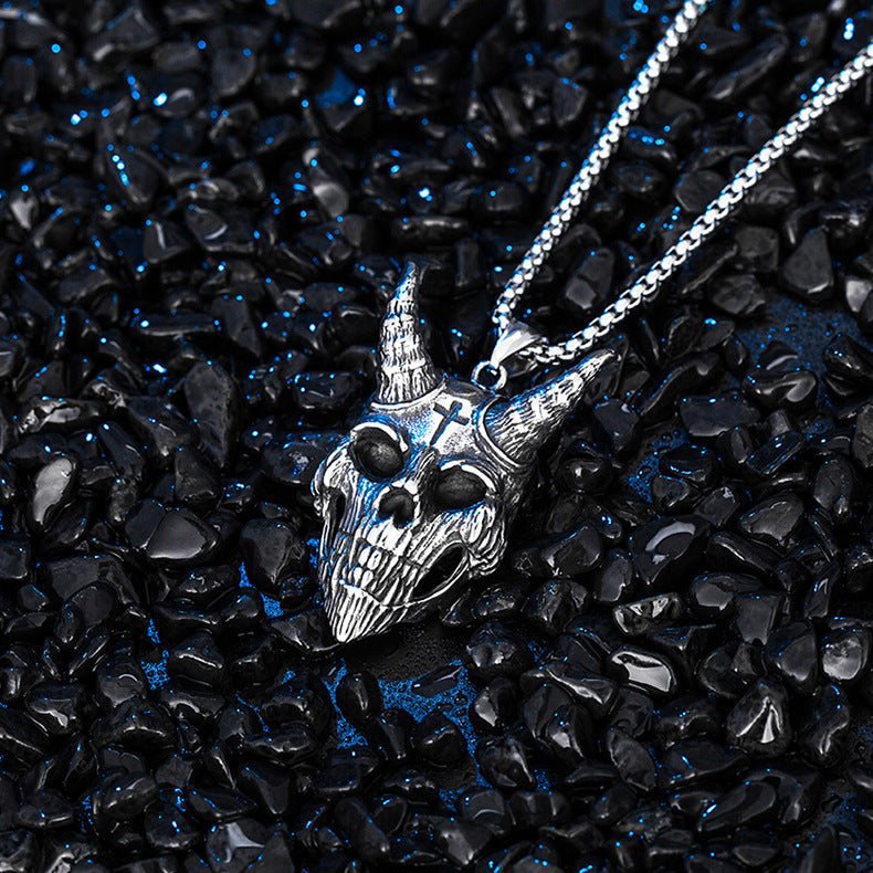 Steel Necklace - Statement Devil Ghost Pendant For Men Hiphop Fashion Accessory Collection
