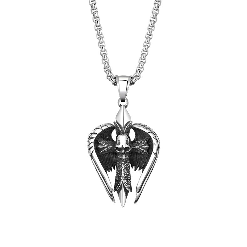 Steel Necklace – Statement Devil Wings Necklace
