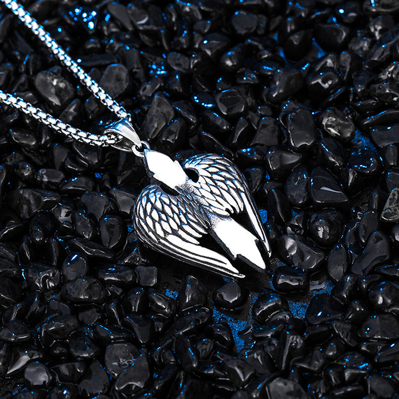Steel Necklace – Statement Devil Wings Necklace