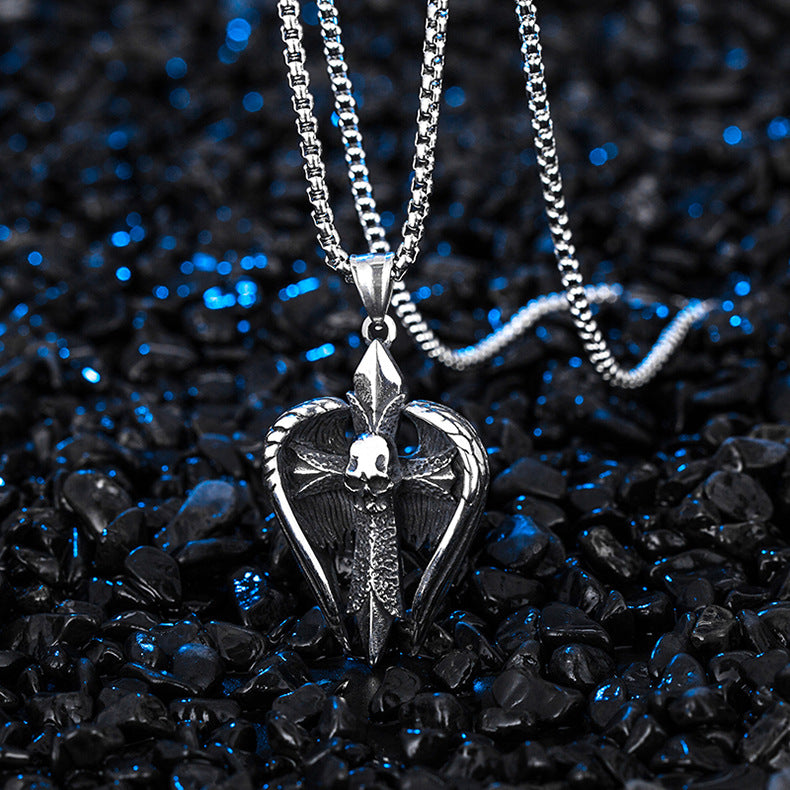 Steel Necklace – Statement Devil Wings Necklace