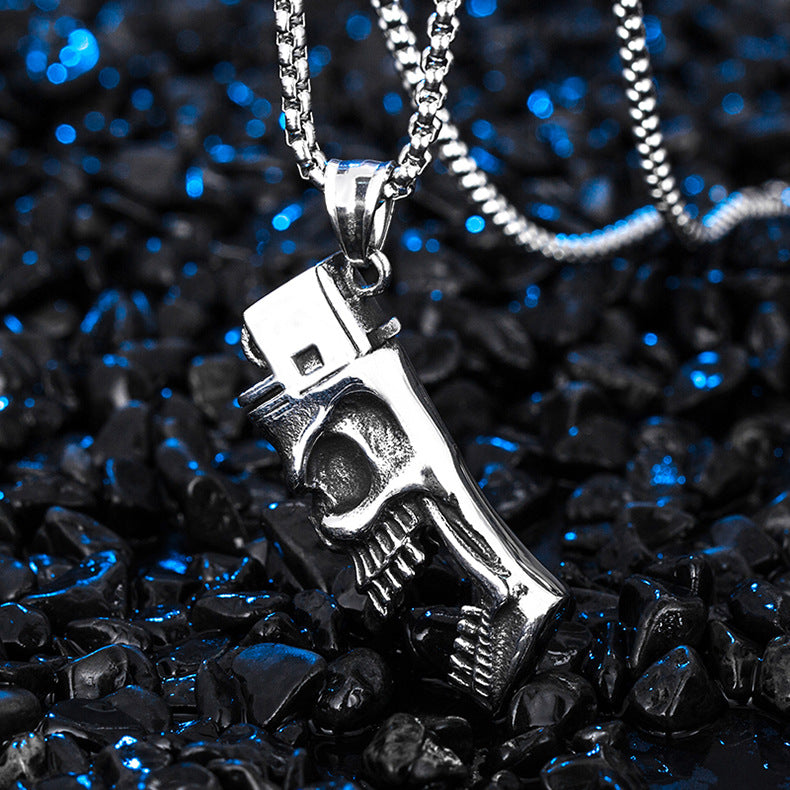 Steel Necklace – Statement Skull Lighter