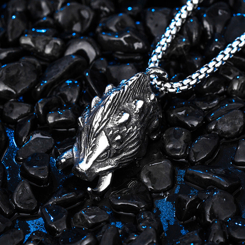 Steel Necklace – Statement Wild Boar