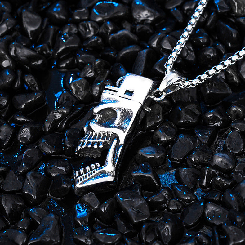 Steel Necklace – Statement Skull Lighter