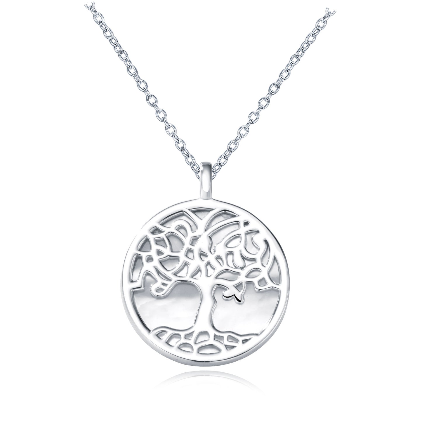 S925 Sterling Silver Tree Of Life Pendant Necklace Natural Shell