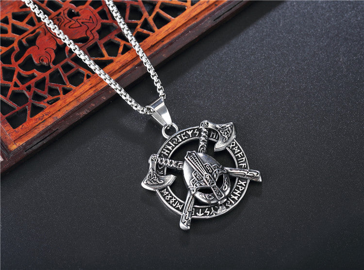 Personalized Vintage Viking Thor Axe Pendant Necklace Titanium Steel By Planderful For Unisex Protection