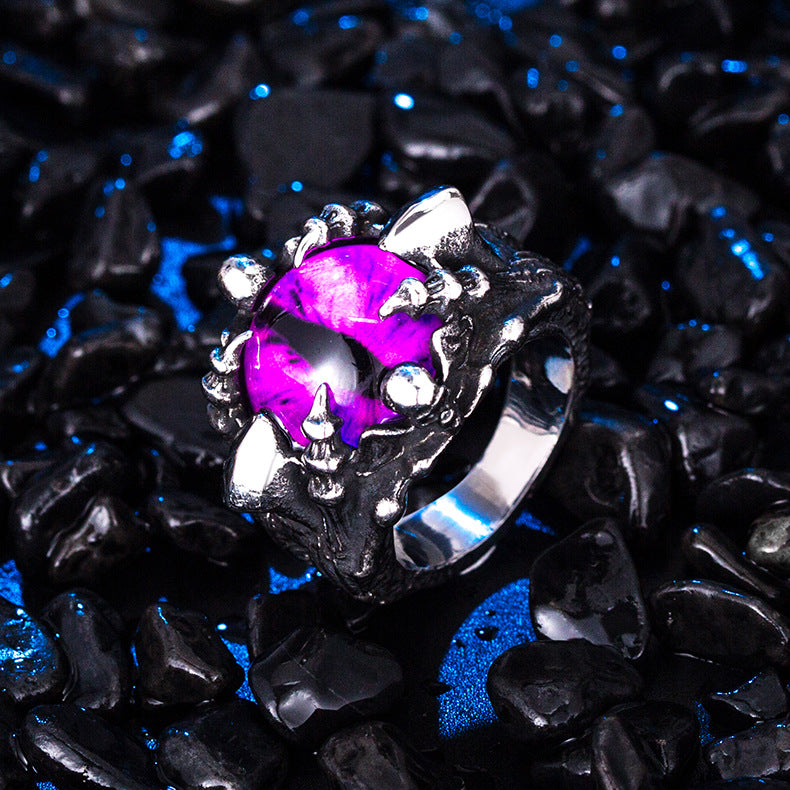 Steel Ring – Vintage European American Style Men's Devil's Eye Ring For Everyday Wear