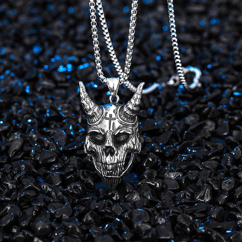 Steel Necklace - Statement Devil Ghost Pendant For Men Hiphop Fashion Accessory Collection