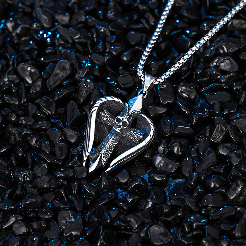 Steel Necklace – Statement Devil Wings Necklace