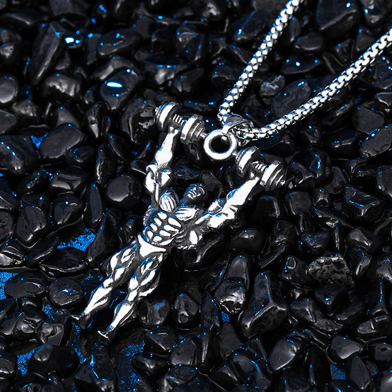 Steel Necklace – Statement Hip Hop Muscle Necklace For Men Featuring Ghost Face Seal Pendant