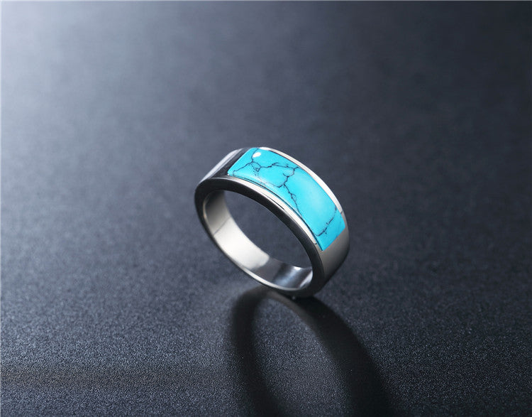 Titanium Steel Ring For Men And Women Unisex Turquoise Personalization By Planderful Everyday Genie