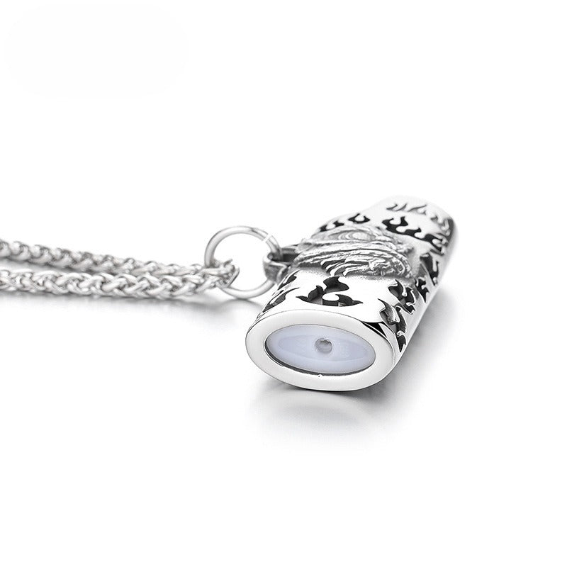 Steel Necklace – Statement Tiger and Lion Pattern Lighter Pendant For Men By Planderful Jewelry