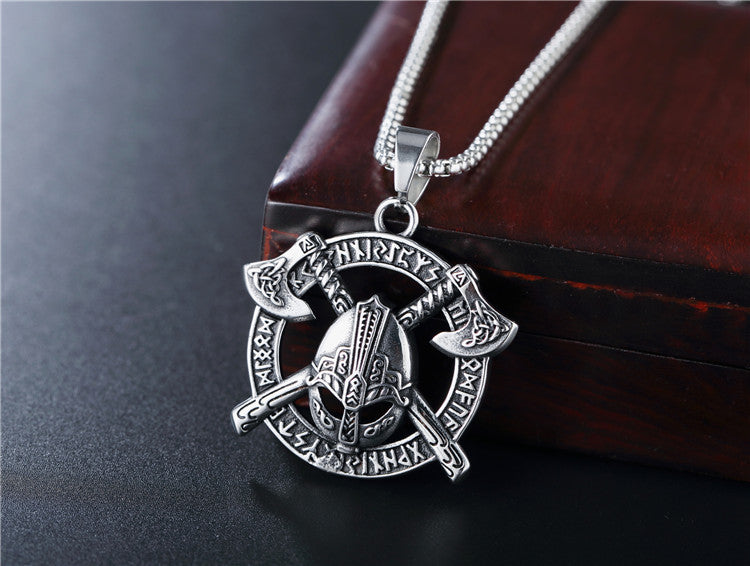 Personalized Vintage Viking Thor Axe Pendant Necklace Titanium Steel By Planderful For Unisex Protection