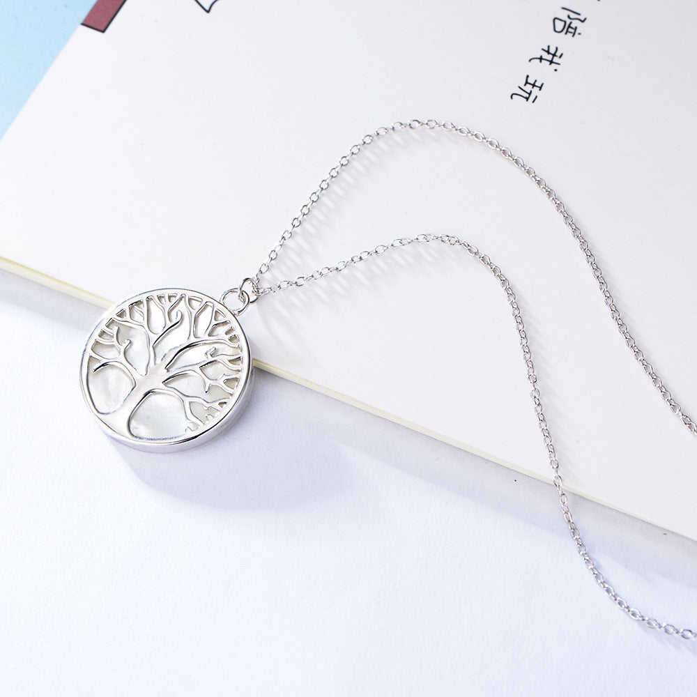 Hot-Selling S925 Silver Natural White Shell Tree Of Life Necklace, Women Pendant