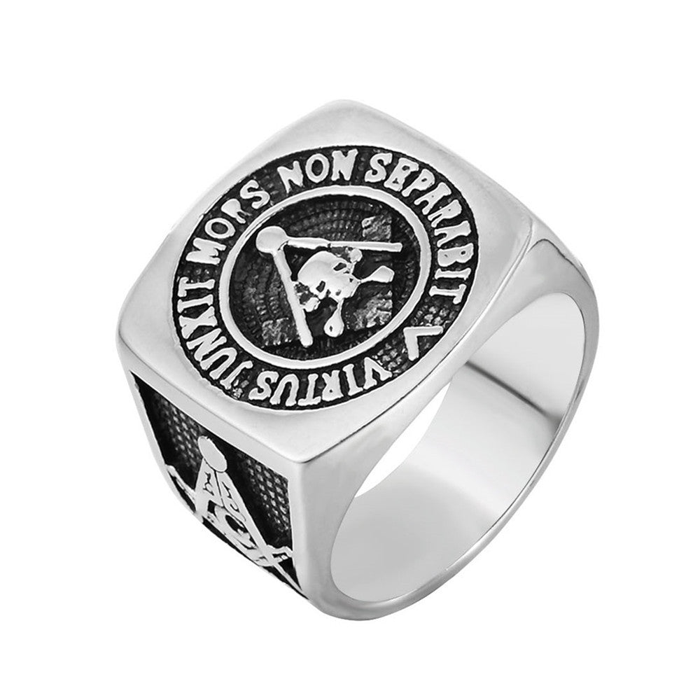 Planderful Everyday Genie Freemason Skull Ring Durable Titanium Steel Unisex Protection Statement