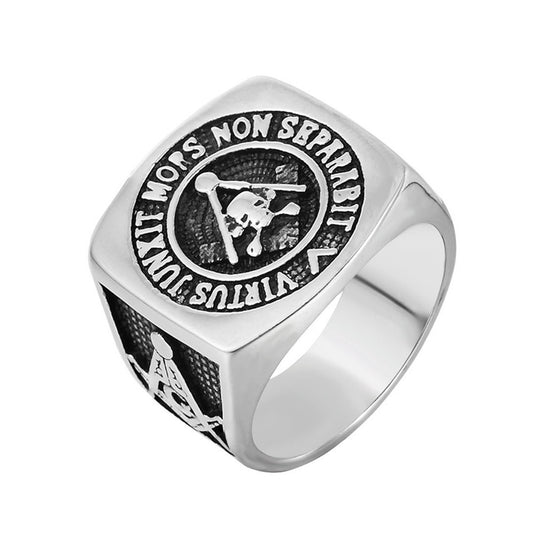 Planderful Everyday Genie Freemason Skull Ring Durable Titanium Steel Unisex Protection Statement
