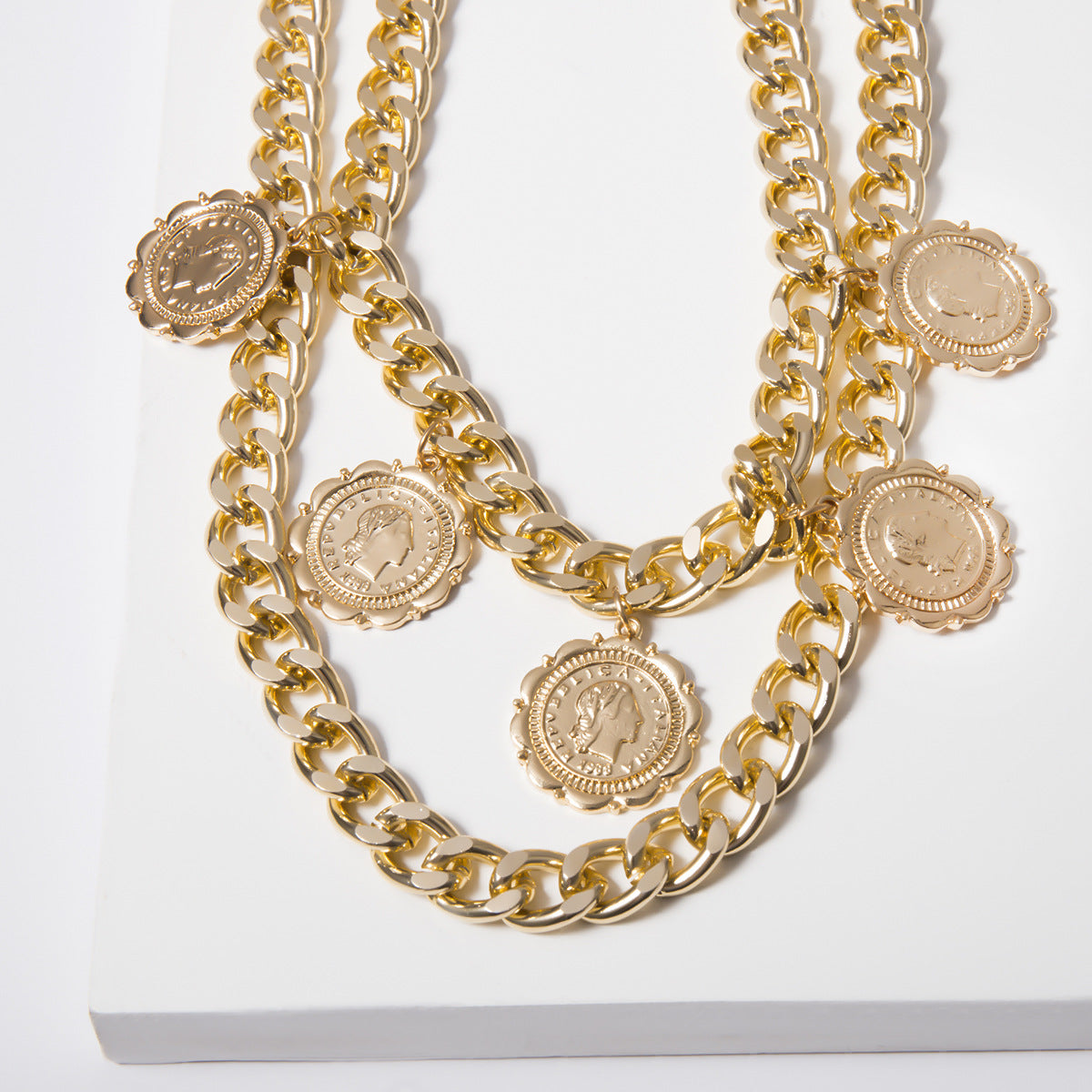 Planderful Vienna Verve U Shaped Necklace For Women Bold Punk Retro Geometric Statement Jewelry With Multi Layer Relief