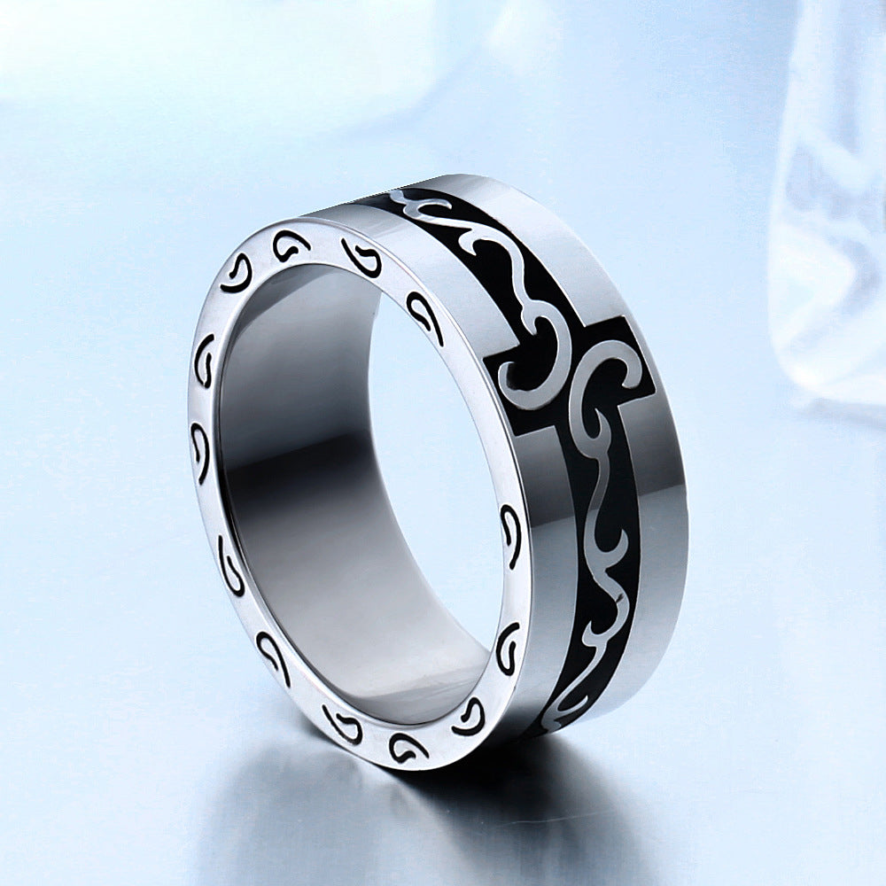Customized Retro Hipster Titanium Steel Engraved Rings for Unisex - Wholesale Handcrafted Jewelry