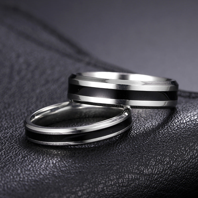 Stylish Stainless Steel Couple Rings Set - European and American Handcrafted Jewelry by Planderful Collection