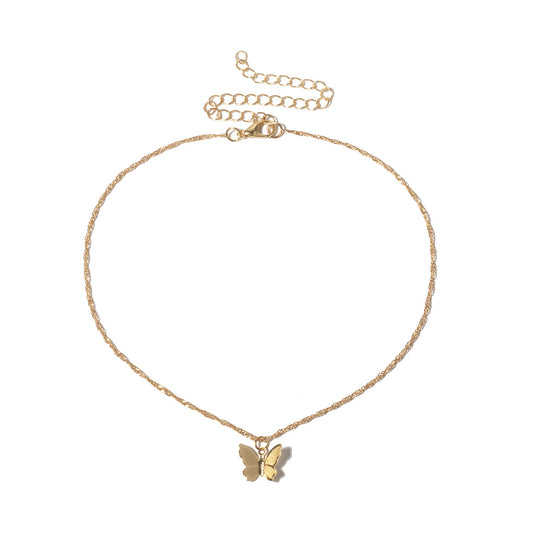 European and American Cross-border Alloy Necklace with Tassel, Geometric Design, and Butterfly Accent