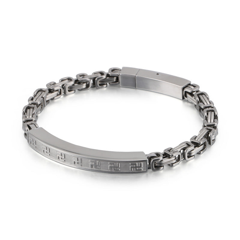 Stainless Steel Byzantine Men's Bracelet with Titanium Steel Finish - Planderful Everyday Genie Collection