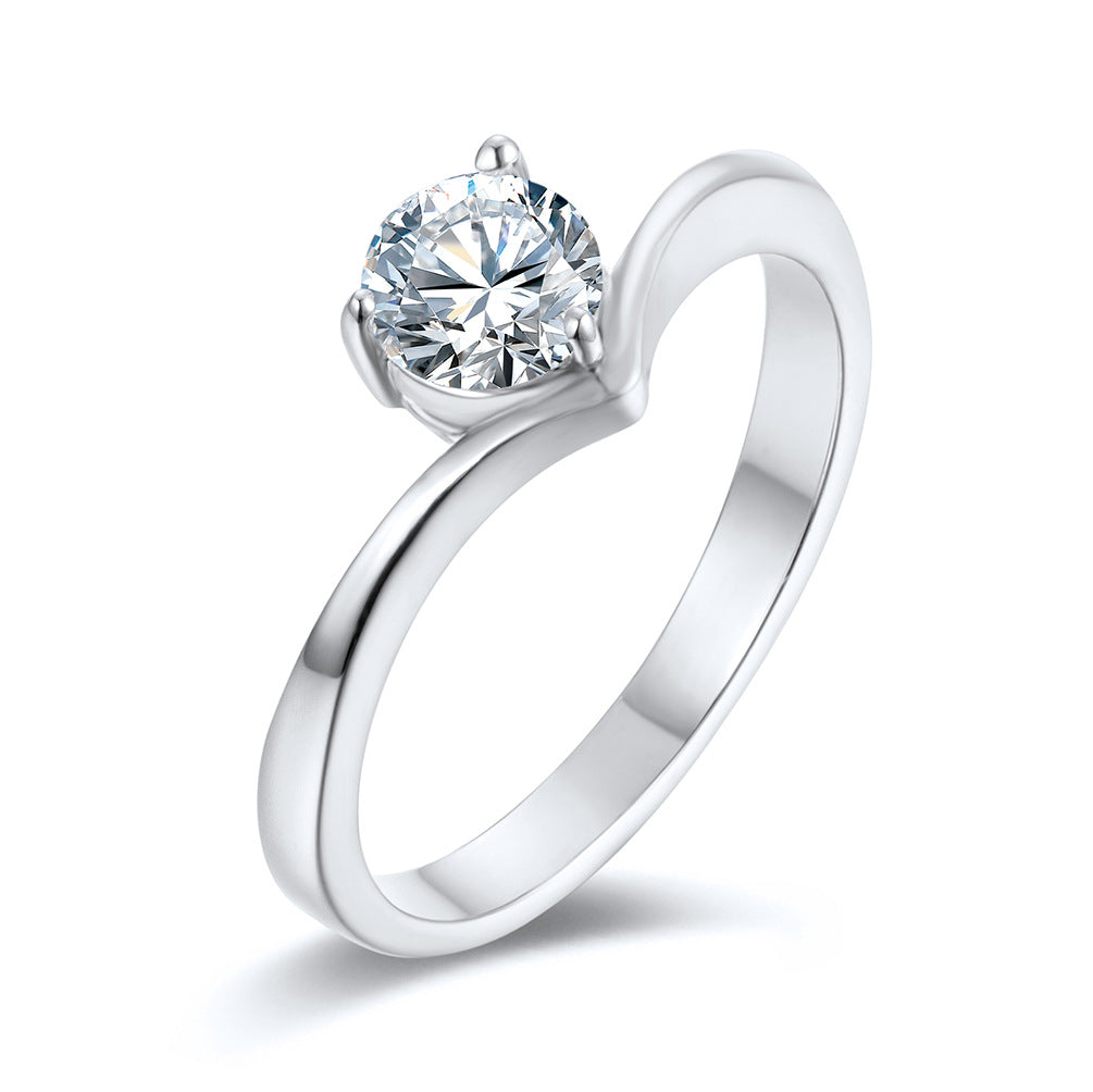 Planderful Zircon Inlaid Titanium Ring For Women Elegant Light Luxury Wedding Engagement Band