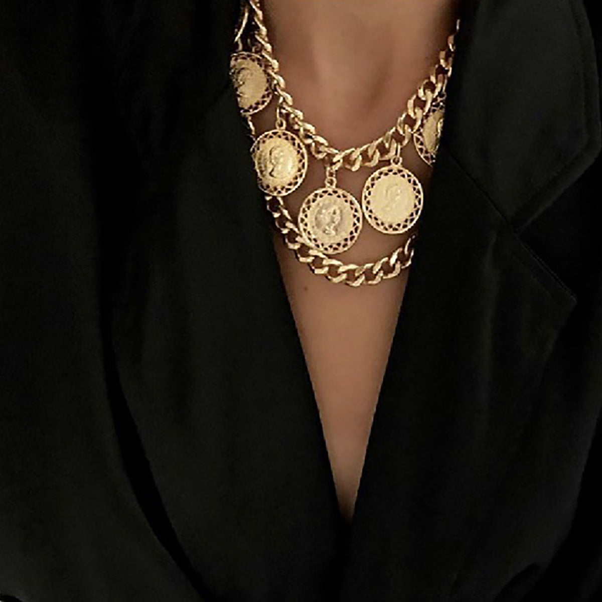 Planderful Geometric U Shaped Necklace Vienna Verve Bold Fringed Layered Statement Jewelry For Women