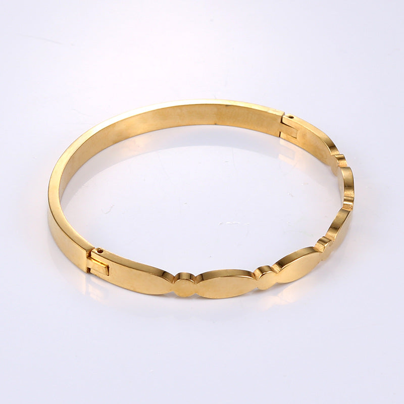 Stylish Couples Gold-Plated Titanium Steel Bracelet - Simple and Elegant Stainless Steel Jewelry