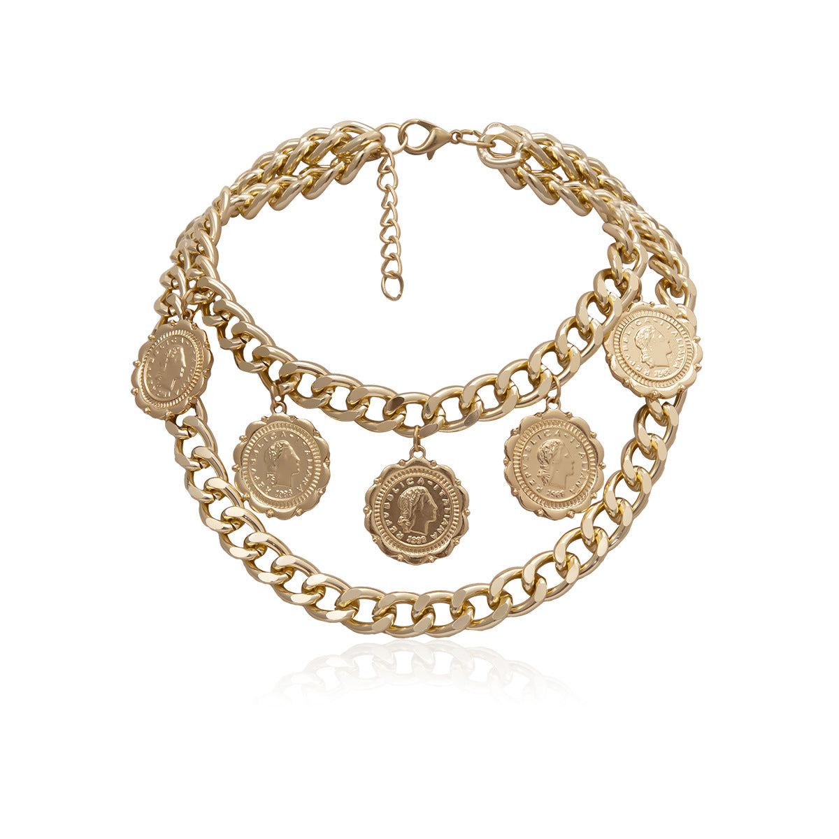 Planderful Vienna Verve U Shaped Necklace For Women Bold Punk Retro Geometric Statement Jewelry With Multi Layer Relief