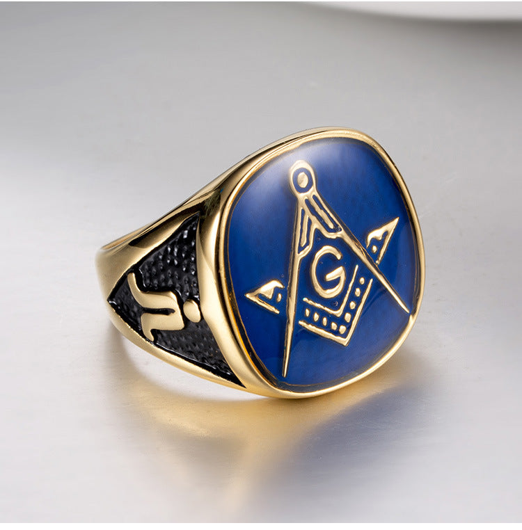 E-commerce Freemasonry 18K Gold Plated Men's Ring