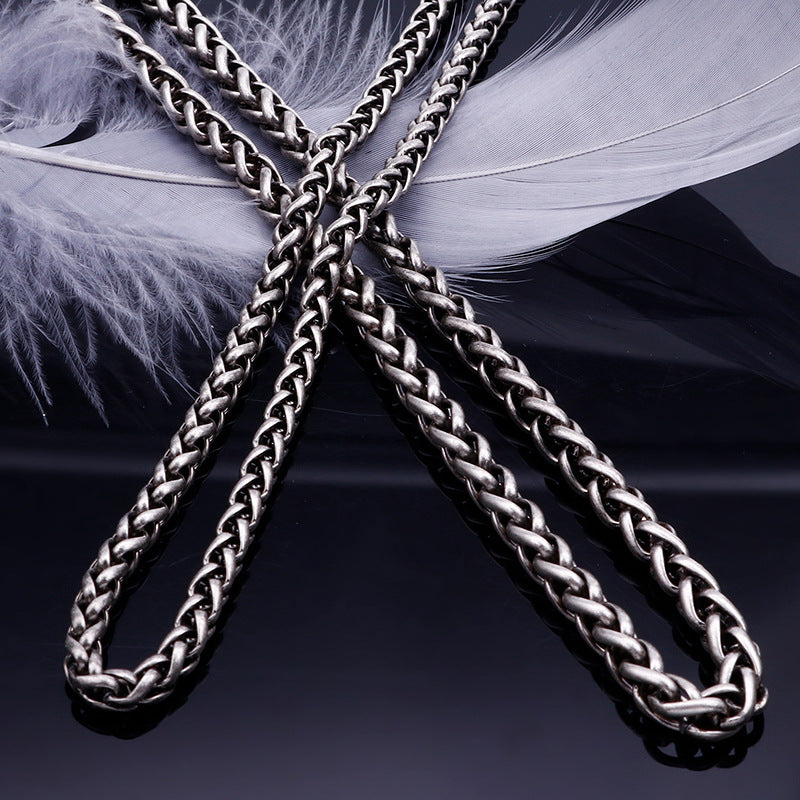 Japan And South Korea And Versatile Men's Tide Necklace Titanium Steel Flower