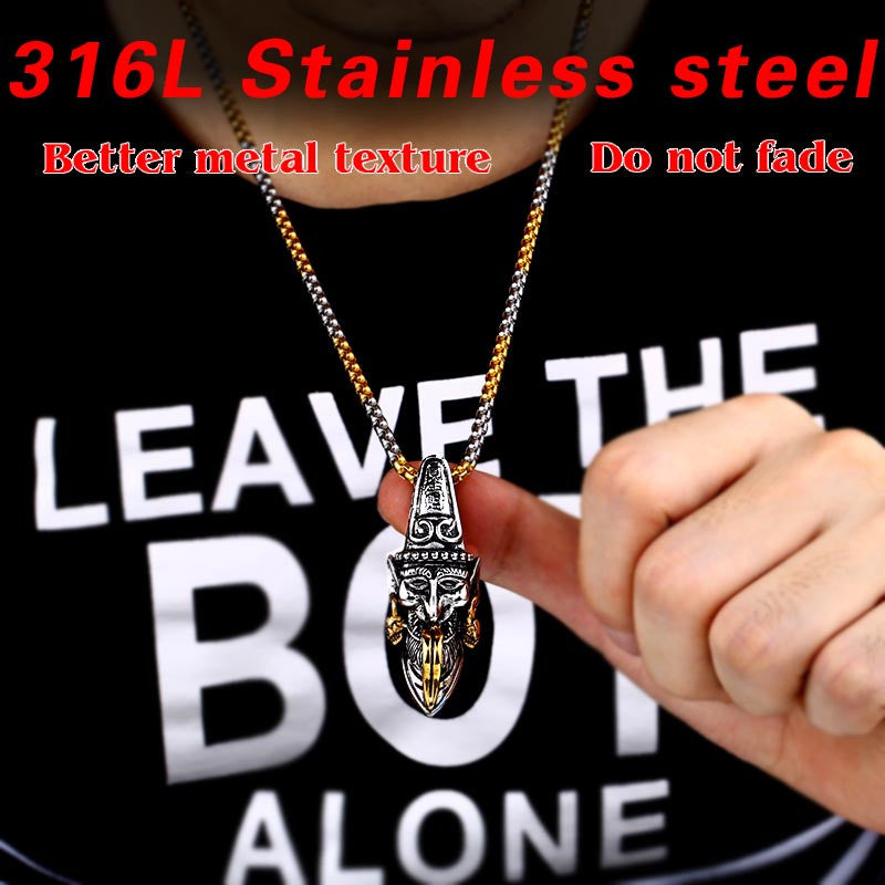 Retro Chinese Style Men's Titanium Steel Black and White Pendant Jewelry