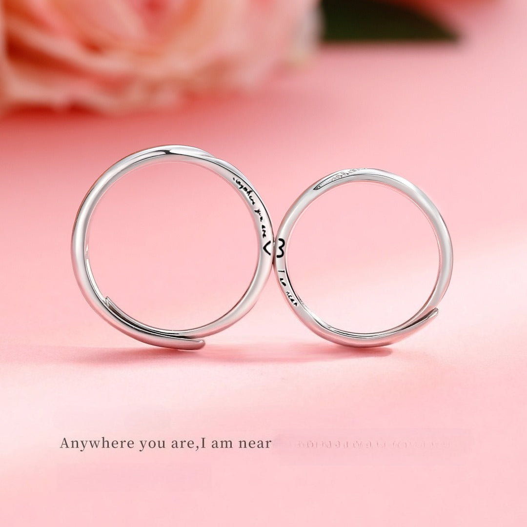 Planderful Jewelry Magnetic Entanglement Sterling Silver Couple Ring Adjustable Gift For Valentines Day