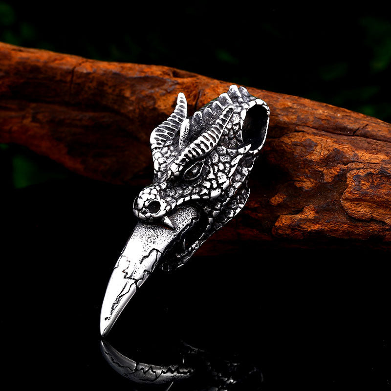 Retro Dragon Head Pendant for Men - Creative Titanium Steel Jewelry in European and American Style