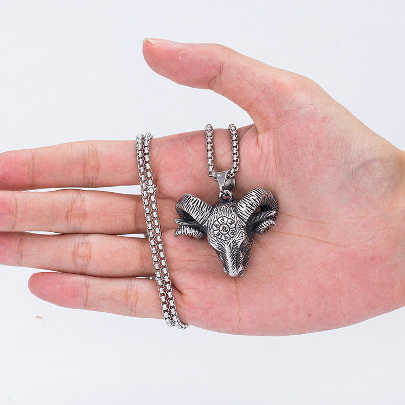 Steel Necklace – Vintage Bull Head Men's Accessory