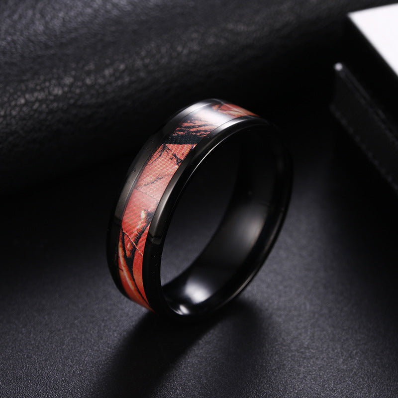 Camouflage Steel Ring for Men - Popular in Europe & America, Titanium Steel, Single Piece Ship, Genie Collection